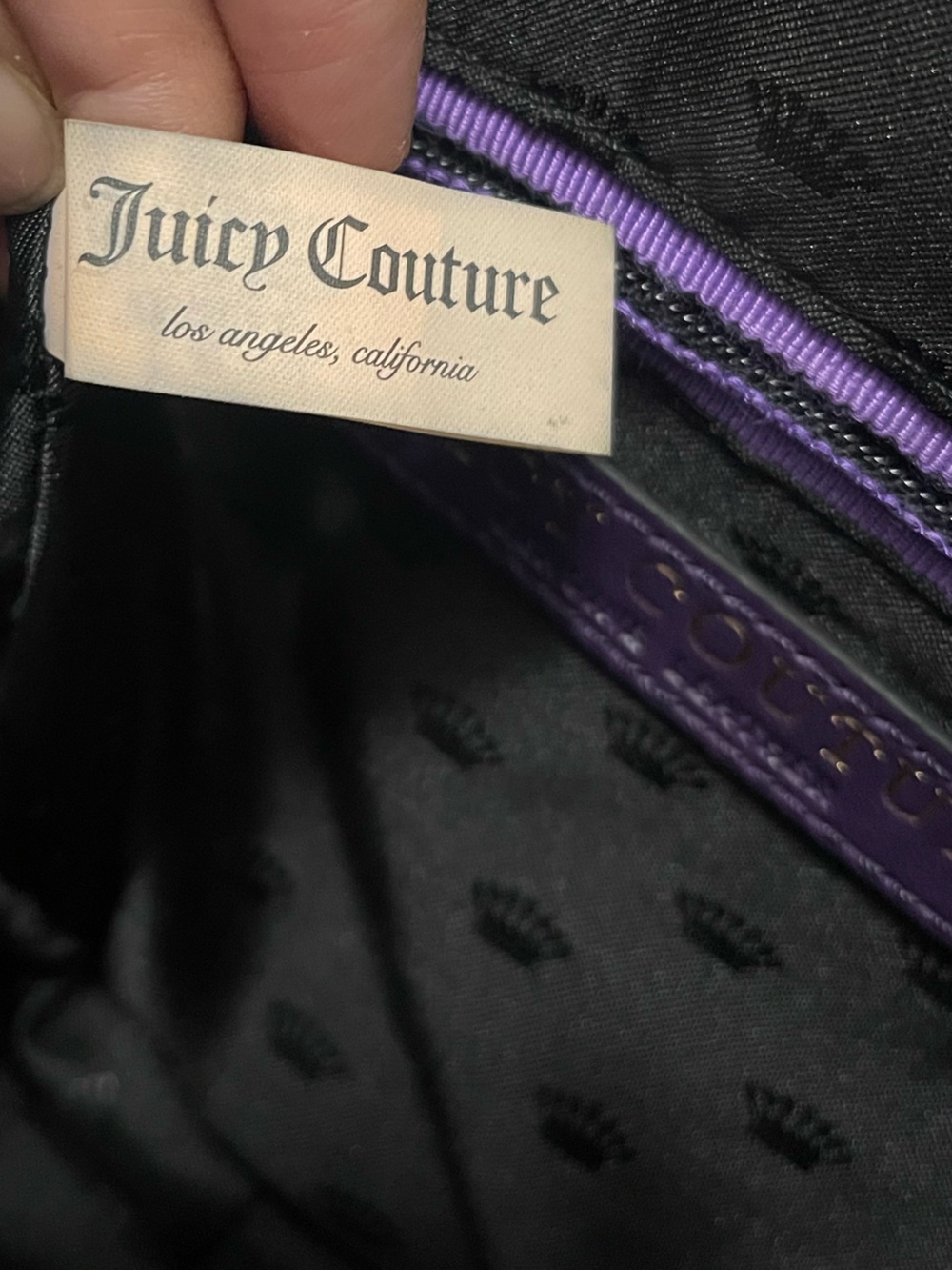 Vintage Juicy Couture Olvera Purple Carved Leather Crossbody Bag Y2K - Picture 12 of 14